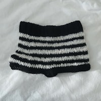 black and white striped knitted shorts